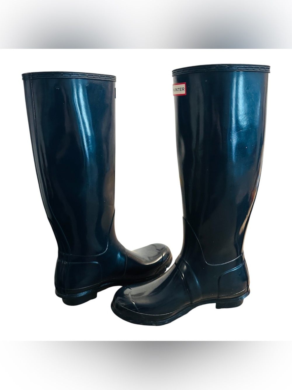 Hunter Original Tall Glossy Navy Rain Boots Womens 8 - Picture 5 of 10